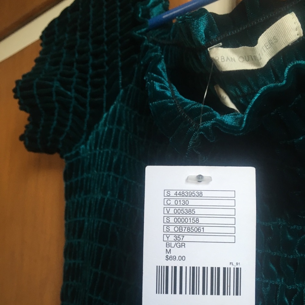 Urban Outfitters teal velvet dress NWT size M